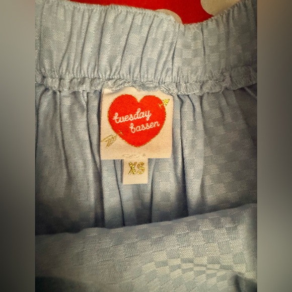 Tuesday Bassen/Tuesday of California peach checkered skirt - Picture 2 of 3